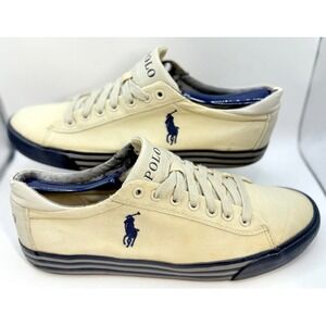 Polo Ralph Lauren Harvey Canvas Sneakers Mens 9.5D Casual Lace Up Shoes Beige